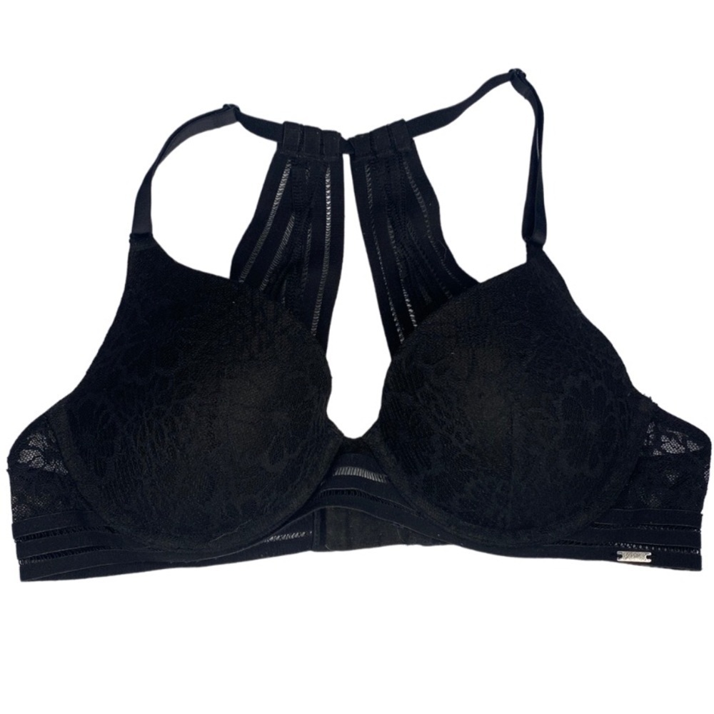 VICTORIA SECRET PINK BLACK LACE BACK BRA 32C